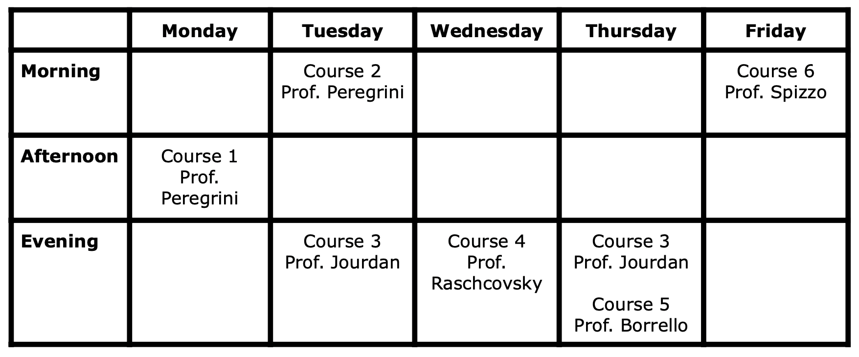 Timetable