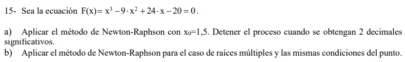 Ejercicio 15b de la guía 3 de ecuaciones no lineales
